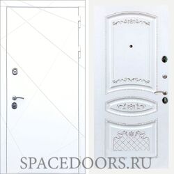 Входная дверь REX 13 Силк сноу ФЛ-317 белая патина серебро