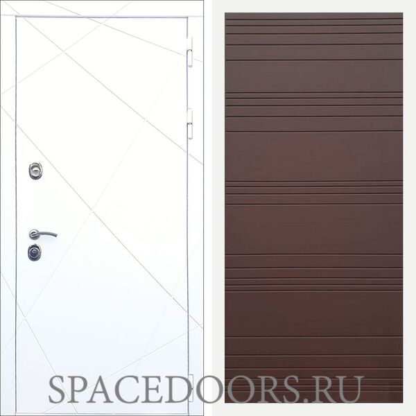 Входная дверь REX 13 Силк сноу полоски горизонтальные ясень шоколадный
