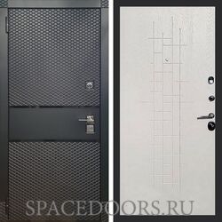 Входная дверь REX 15 Чешуя Черный Кварц ФЛ-289 Белый ясень