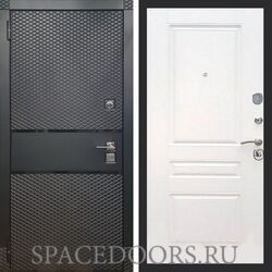 Входная дверь REX 15 Чешуя Черный Кварц ФЛ-243 белый ясень