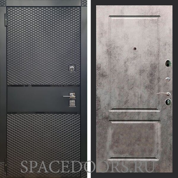 Входная дверь REX 15 Чешуя Черный Кварц ФЛ-117 бетон темный