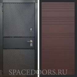 Входная дверь REX 15 Чешуя Черный Кварц полоски горизонтальные ясень шоколадный