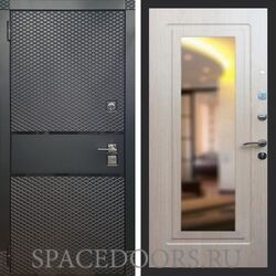 Входная дверь REX 15 Чешуя Черный Кварц ФЛЗ-120 беленый дуб