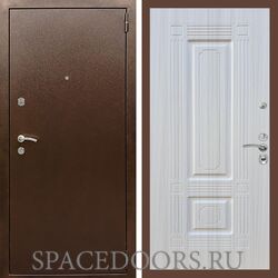 Входная дверь REX 1А Медный антик ФЛ-2 Сандал белый