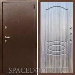 Входная дверь REX 1А Медный антик ФЛ-128 Сандал серый