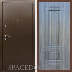 Входная дверь REX 1А Медный антик ФЛ-2 сандал серый 16 мм