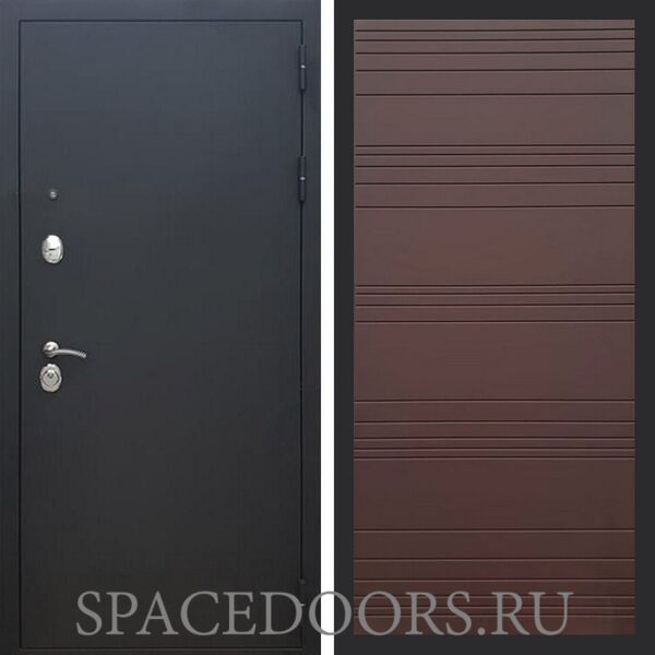 Входная дверь REX 1А Муар Чёрный полоски горизонтальные ясень шоколадный