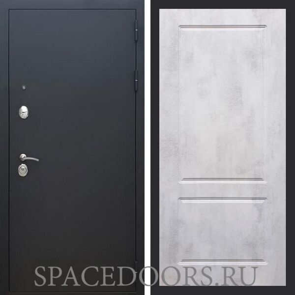Входная дверь REX 1А Муар Чёрный фл-117 бетон светлый