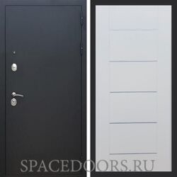 Входная дверь REX 1А Муар Чёрный B03 молдинги белый ясень