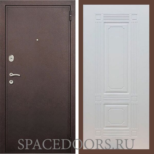 Входная дверь REX 2 Медный антик ФЛ-2 ясень белый 6 мм