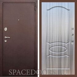 Входная дверь REX 2 Медный антик ФЛ-128 Сандал серый