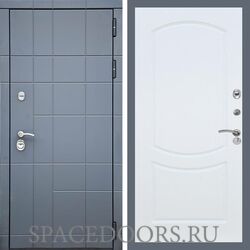 Входная дверь REX 21 Антрацит матовый ФЛ-123 Белый ясень