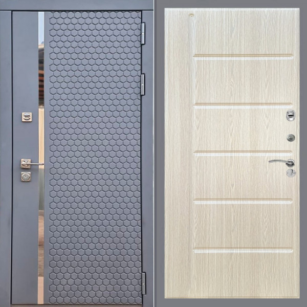 Входная дверь REX 24 Силк Титан ФЛ-102 Беленый дуб
