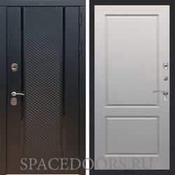 Входная дверь REX 25 Черный кварц ФЛ-117 софт грей