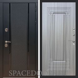 Входная дверь REX 25 Черный кварц ФЛ-4 сандал серый