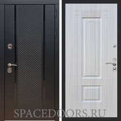 Входная дверь REX 25 Черный кварц ФЛ-2 Сандал белый