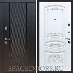 Входная дверь REX 25 Черный кварц ФЛ-317 белая патина серебро