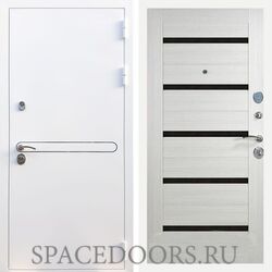Входная дверь REX 27 Белая Шагрень сб-14 лиственница беж. черное стекло