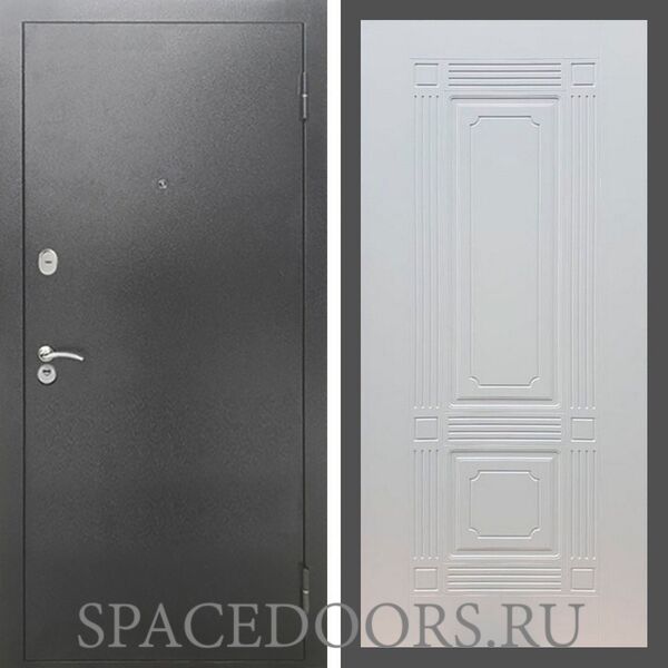 Входная дверь REX 2А Серебро антик ФЛ-2 ясень белый 6 мм