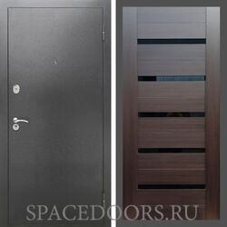 Входная дверь REX 2А Серебро антик сб-14 эковенге черное стекло