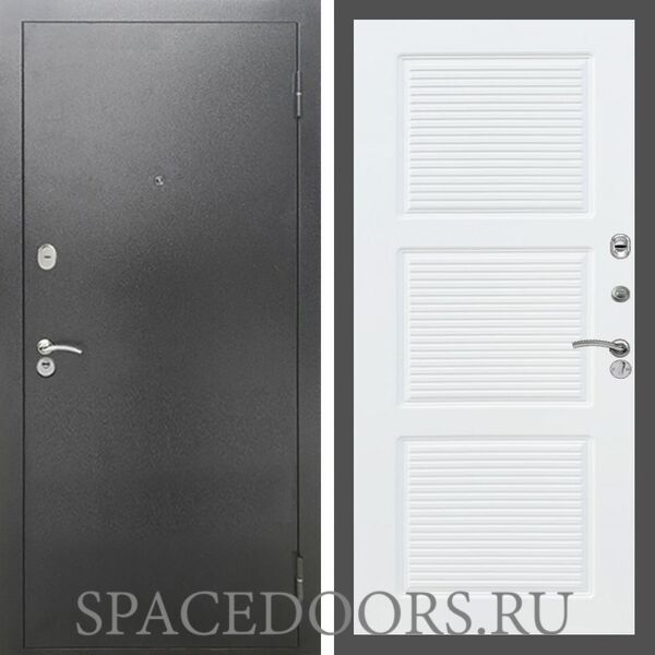 Входная дверь REX 2А Серебро антик ФЛ-1 силк сноу