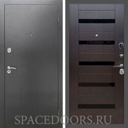 Входная дверь REX 2А Серебро антик сб-14 венге черное стекло