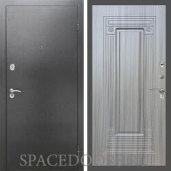 Входная дверь REX 2А Серебро антик ФЛ-4 сандал серый