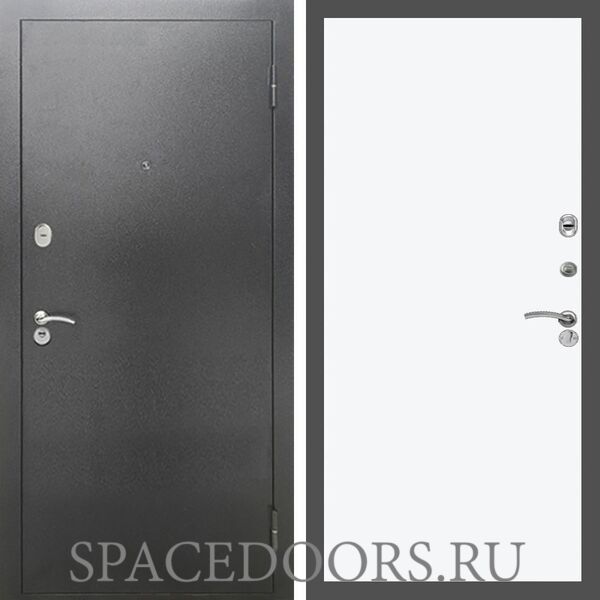 Входная дверь REX 2А Серебро антик Гладкая силк сноу