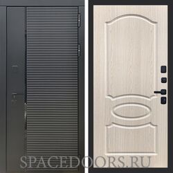 Входная дверь REX 30 Черный кварц ФЛ-128 беленый дуб