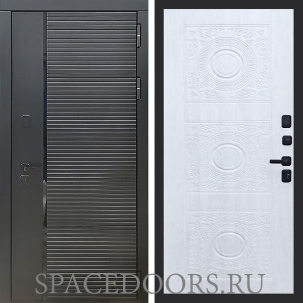 Входная дверь REX 30 Черный кварц д-18 сосна белая