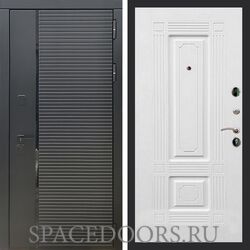 Входная дверь REX 30 Черный кварц ФЛ-2 ясень белый 16 мм