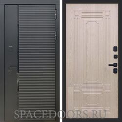 Входная дверь REX 30 Черный кварц ФЛ-2 беленый дуб 16мм