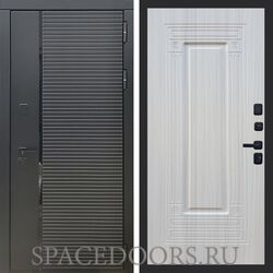 Входная дверь REX 30 Черный кварц ФЛ-4 ясень белый