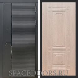 Входная дверь REX 30 Черный кварц ФЛ-2 беленый дуб 6мм