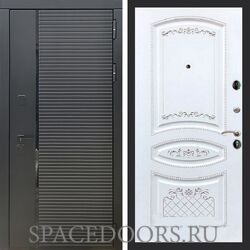 Входная дверь REX 30 Черный кварц ФЛ-317 белая патина серебро