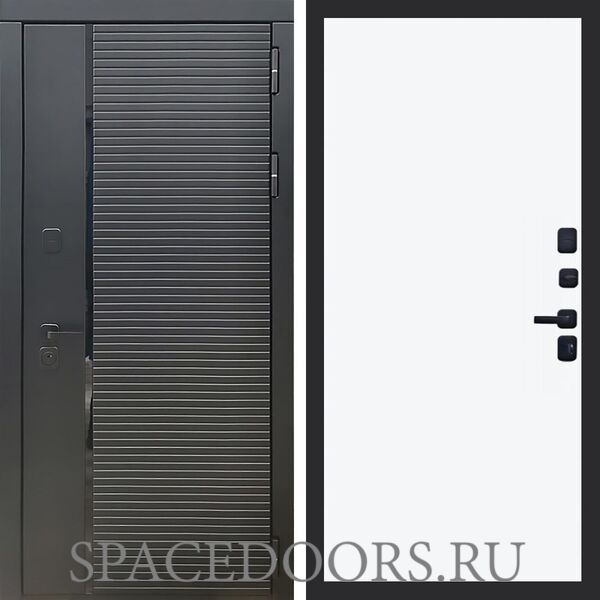 Входная дверь REX 30 Черный кварц Гладкая силк сноу