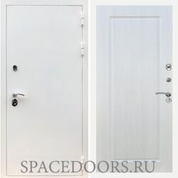 Входная дверь REX 5 белая шагрень ФЛ-119 Лиственница бежевая