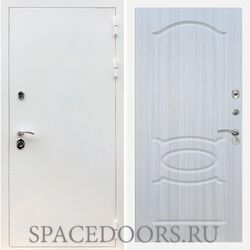 Входная дверь REX 5 белая шагрень ФЛ-128 Сандал светлый