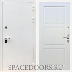 Входная дверь REX 5 белая шагрень ФЛ-3 Лиственница