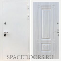 Входная дверь REX 5 белая шагрень ФЛ-2 Сандал белый
