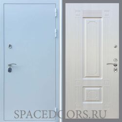 Входная дверь REX 5 антик белый серебро ФЛ-2 Лиственница