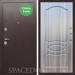 Входная дверь REX 5 металл 3мм медный антик ФЛ-128 Сандал серый
