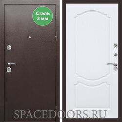 Входная дверь REX 5 металл 3мм медный антик ФЛ-130 Белый ясень