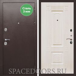 Входная дверь REX 5 металл 3мм медный антик ФЛ-2 беленый дуб 16мм