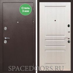 Входная дверь REX 5 металл 3мм медный антик ФЛ-243 лиственница беж с узором