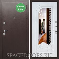 Входная дверь REX 5 металл 3мм медный антик ФЛЗ-147 Белый ясень