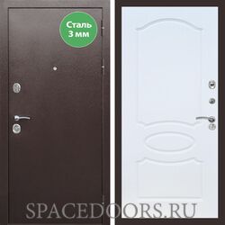 Входная дверь REX 5 металл 3мм медный антик ФЛ-128 белый ясень