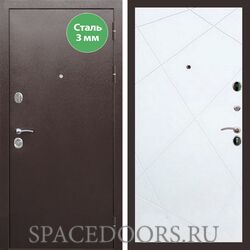 Входная дверь REX 5 металл 3мм медный антик ФЛ-291 силк сноу