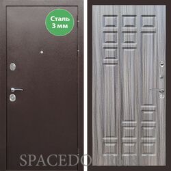 Входная дверь REX 5 металл 3мм медный антик ФЛ-32 Сандал серый
