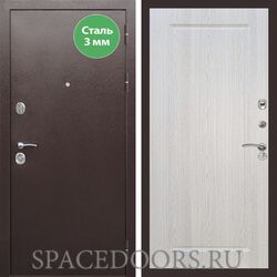 Входная дверь REX 5 металл 3мм медный антик ФЛ-119 Беленый дуб